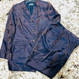 Jil Sander Archival piece Vintage Metallic Iridescent Suit Navy Purple Shimmer